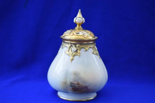 ROYAL WORCESTER ARTIST SIGNED POT POURRI VASE BY H STINTON - ADDITIONAL PHOTO 2