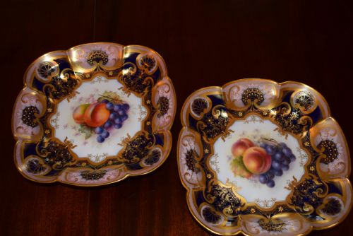 ROYAL WORCESTER ARTIST SIGNED 17 PIECE DESSERT SERVICE PAINTED FRUIT - ADDITIONAL PHOTO 2