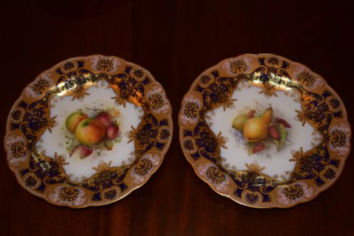 ROYAL WORCESTER ARTIST SIGNED 17 PIECE DESSERT SERVICE PAINTED FRUIT - ADDITIONAL PHOTO 4