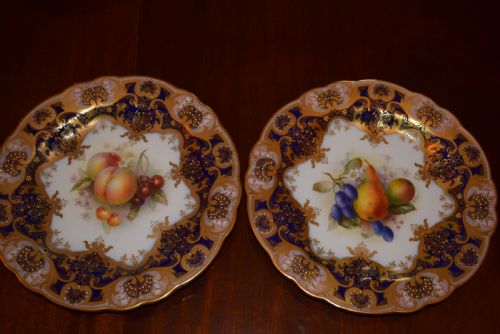 ROYAL WORCESTER ARTIST SIGNED 17 PIECE DESSERT SERVICE PAINTED FRUIT - ADDITIONAL PHOTO 6