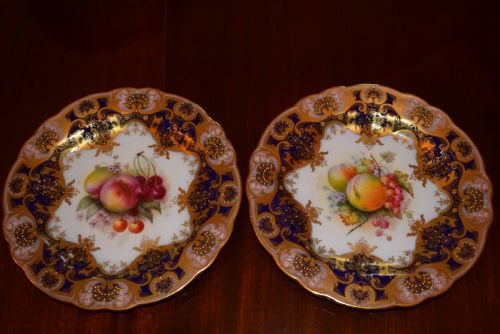 ROYAL WORCESTER ARTIST SIGNED 17 PIECE DESSERT SERVICE PAINTED FRUIT - ADDITIONAL PHOTO 9