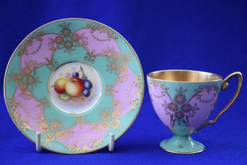 royal worcester fruit decorated demi tasse made for aspreys - CATEGORY: ANTIQUE CUPS - DATED 1930