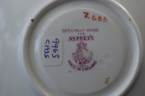 ROYAL WORCESTER FRUIT DECORATED DEMI TASSE MADE FOR ASPREYS - ADDITIONAL PHOTO 4