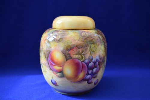 ROYAL WORCESTER PAINTED FRUIT GINGER JAR AND COVER - ADDITIONAL PHOTO 2