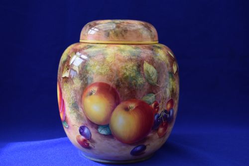 ROYAL WORCESTER PAINTED FRUIT GINGER JAR AND COVER - ADDITIONAL PHOTO 2