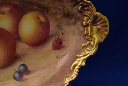 ROYAL WORCESTER PAINTED FRUIT OVAL DESSERT DISH - ADDITIONAL PHOTO 1