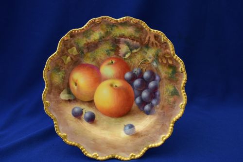 ROYAL WORCESTER PAINTED FRUIT LOW CAKE STAND - ADDITIONAL PHOTO 1