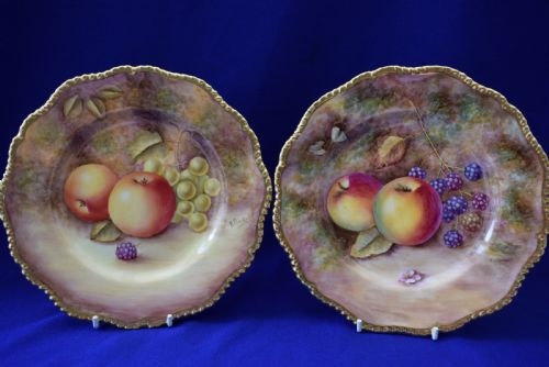 ROYAL WORCESTER SET OF 6 PAINTED FRUIT 8 PLATES - ADDITIONAL PHOTO 3