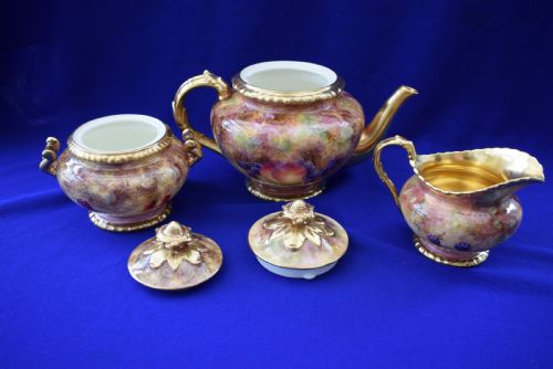 ROYAL WORCESTER PAINTED FRUIT ROPE EDGE TEASET FOR 6 - ADDITIONAL PHOTO 5
