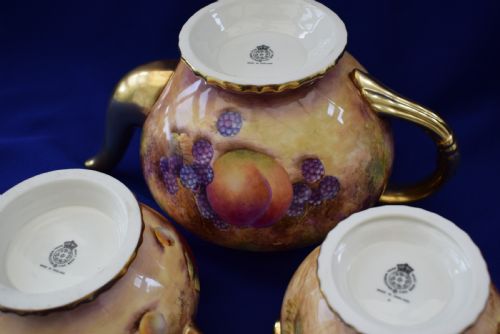 ROYAL WORCESTER PAINTED FRUIT ROPE EDGE TEASET FOR 6 - ADDITIONAL PHOTO 6
