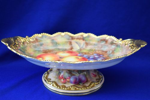 royal worcester painted fruit low comport signed ayrton - CATEGORY: ANTIQUE CERAMICS - DATED 1960