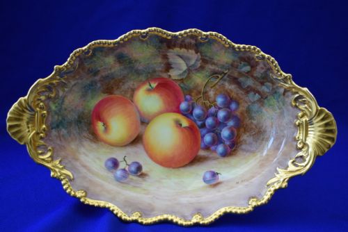ROYAL WORCESTER PAINTED FRUIT LOW COMPORT SIGNED AYRTON - ADDITIONAL PHOTO 1