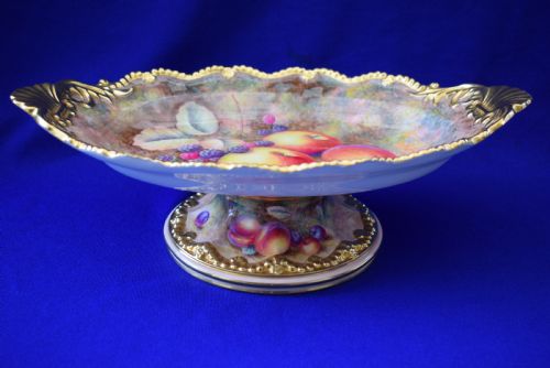 royal worcester painted fruit low comport signed h ayrton - CATEGORY: ANTIQUE CERAMICS - DATED 1960