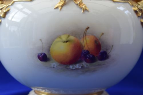 ROYAL WORCESTER PAINTED FRUIT BOW VASE EARLY PINK MARK PERIOD - ADDITIONAL PHOTO 2