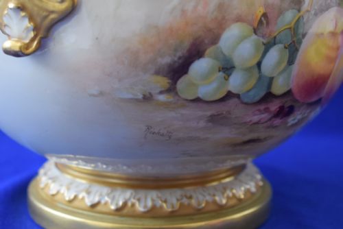 ROYAL WORCESTER PAINTED FRUIT BOW VASE EARLY PINK MARK PERIOD - ADDITIONAL PHOTO 3