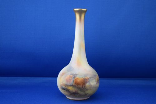 royal worcester highland cattle vase signed h stinton - CATEGORY: ANTIQUE VASES - DATED 1920