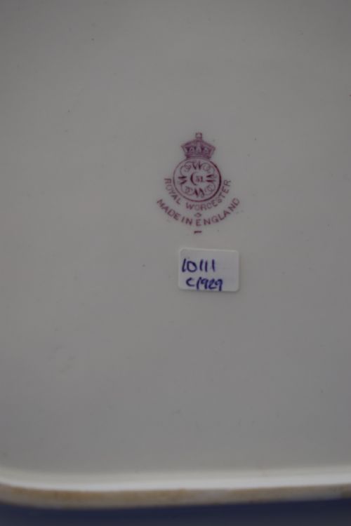 ROYAL WORCESTER PAINTED FRUIT SANDWICH TRAY SIGNED E TOWNSEND - ADDITIONAL PHOTO 2