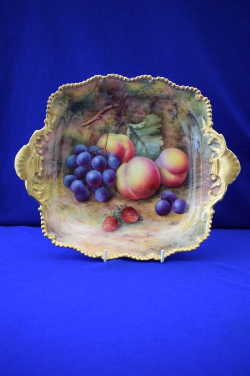 royal worcester painted fruit dessert or tudor tray early period - CATEGORY: ANTIQUE CERAMICS - DATED 1930