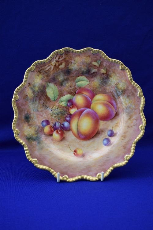royal worcester painted fruit star edge plate by freeman - CATEGORY: ANTIQUE PLATES - DATED 1950