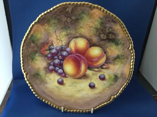 royal worcester painted fruit rope edge plate size 10 255cm - CATEGORY: ANTIQUE PLATES - DATED 1960