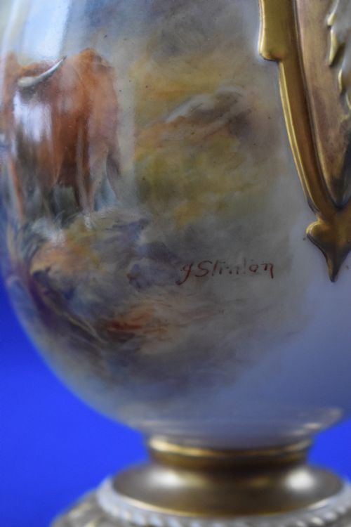 ROYAL WORCESTER VASE AND COVER SIGNED J STINTON - ADDITIONAL PHOTO 2