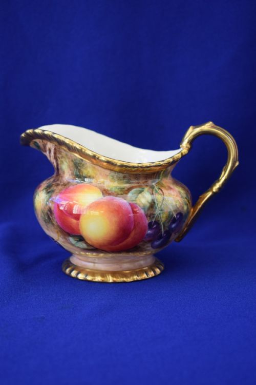 royal worcester painted fruit rope edge cream jug - CATEGORY: ANTIQUE JUGS - DATED 1950