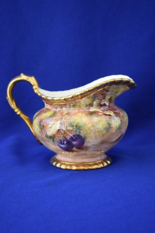 ROYAL WORCESTER PAINTED FRUIT ROPE EDGE CREAM JUG - ADDITIONAL PHOTO 1