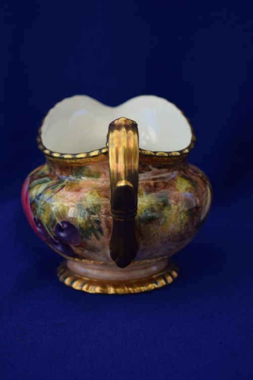 ROYAL WORCESTER PAINTED FRUIT ROPE EDGE CREAM JUG - ADDITIONAL PHOTO 2