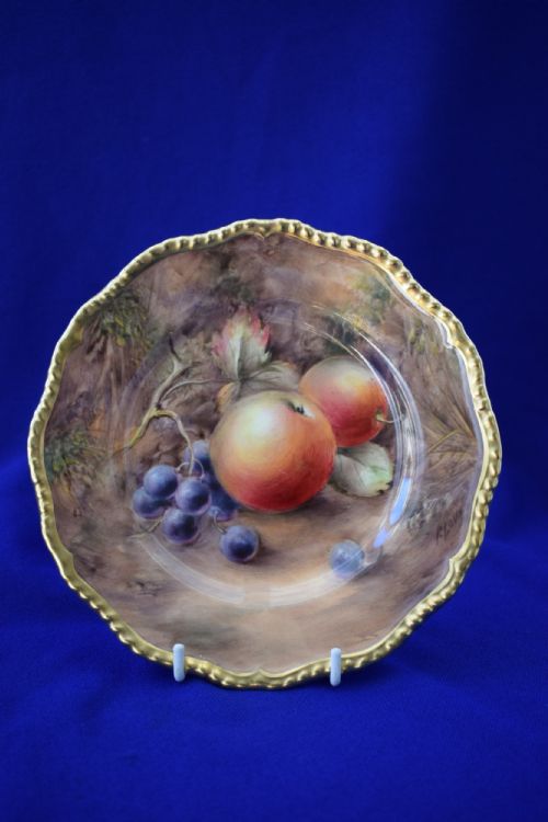 royal worcester painted fruit rope edge plate 7 - CATEGORY: ANTIQUE PLATES - DATED 1950