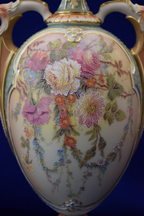 ROYAL WORCESTER PAIR OF LARGE ARTIST SIGNED FLORAL VASES - ADDITIONAL PHOTO 5