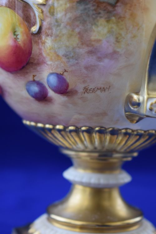 ROYAL WORCESTER PAINTED FRUIT POT POURRI VASE - ADDITIONAL PHOTO 4