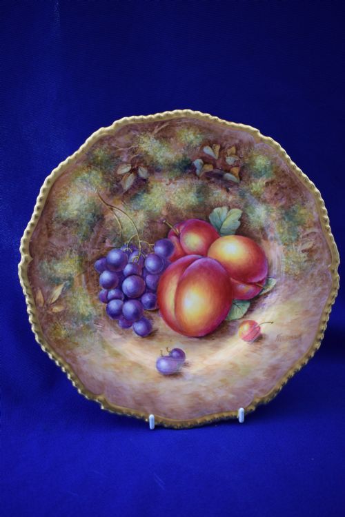 ROYAL WORCESTER PAIR OF PAINTED FRUIT ROPE EDGE PLATES BY FREEMAN - ADDITIONAL PHOTO 1