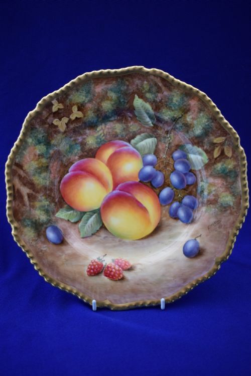 royal worcester painted fruit rope edge plate 105 - CATEGORY: ANTIQUE PLATES - DATED 1960