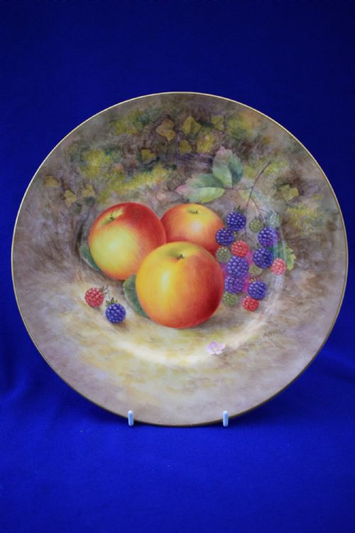 royal worcester painted fruit large size dinner plate by ayrton - CATEGORY: ANTIQUE PLATES - DATED 1950