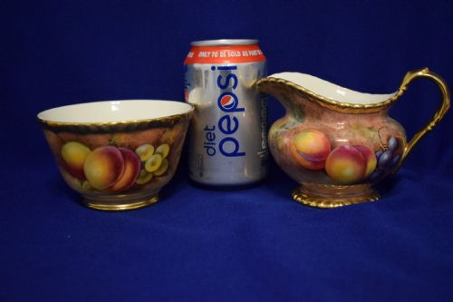 ROYAL WORCESTER PAINTED FRUIT ROPE EDGE COMPLETE TEA SET FOR 6 PEOPLE - ADDITIONAL PHOTO 4