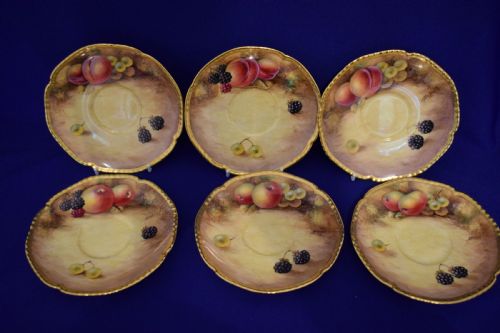 ROYAL WORCESTER PAINTED FRUIT ROPE EDGE COMPLETE TEA SET FOR 6 PEOPLE - ADDITIONAL PHOTO 5