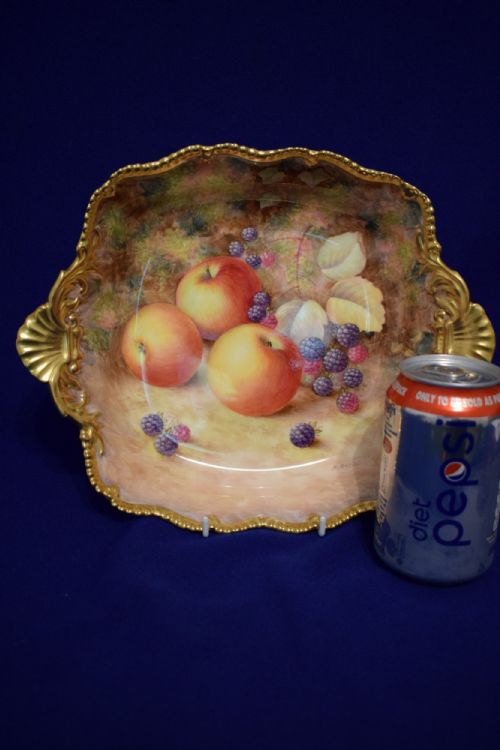 ROYAL WORCESTER PAINTED FRUIT TUDOR TRAY BY AYRTON - ADDITIONAL PHOTO 1