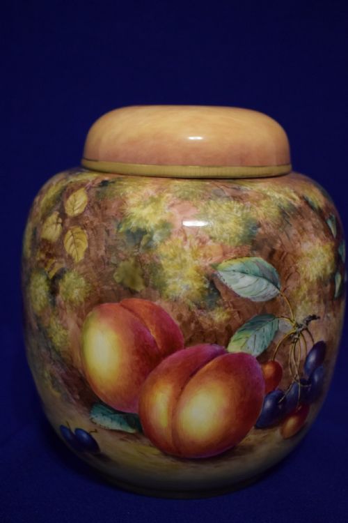 ROYAL WORCESTER PAINTED FRUIT GINGER JAR BY FREEMAN - ADDITIONAL PHOTO 2