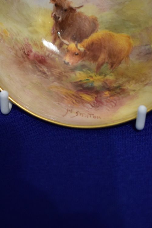 ROYAL WORCESTER BON BON DISH DECORATED HIGHLAND CATTLE - ADDITIONAL PHOTO 1