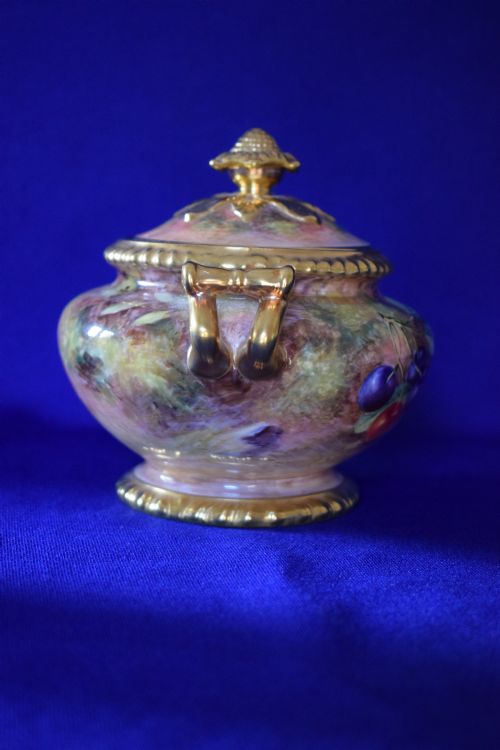 ROYAL WORCESTER PAINTED FRUIT ROPE EDGE SUGAR BOX AND COVER - ADDITIONAL PHOTO 2