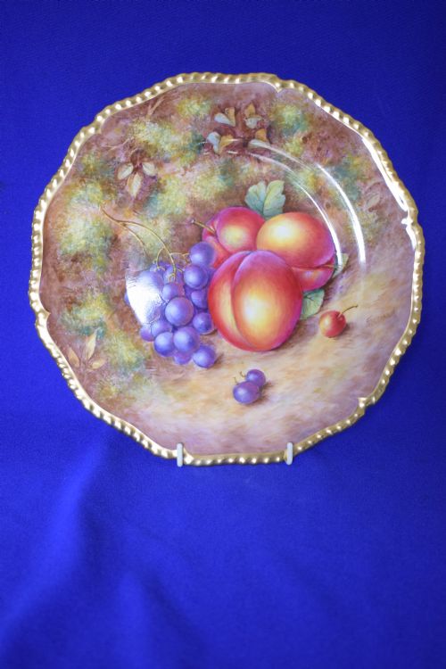 royal worcester painted fruit large rope edge plate - CATEGORY: ANTIQUE PLATES - DATED 1960
