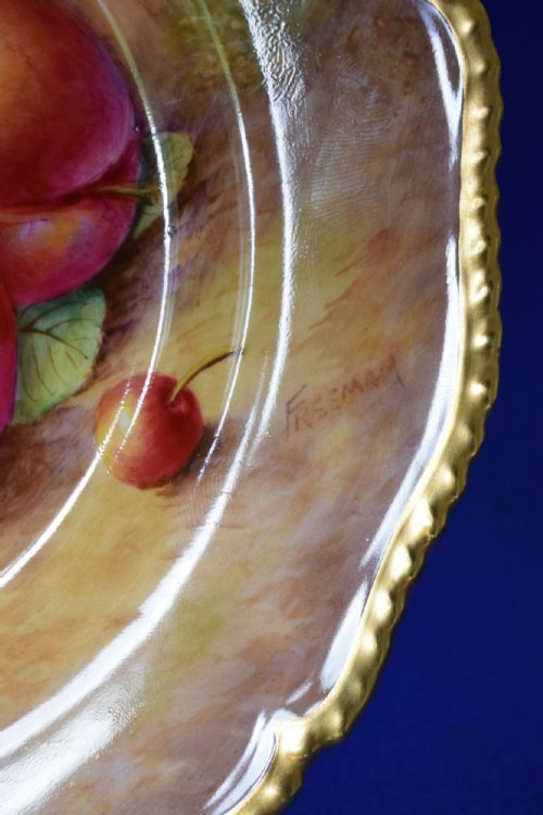 ROYAL WORCESTER PAINTED FRUIT LARGE ROPE EDGE PLATE - ADDITIONAL PHOTO 1