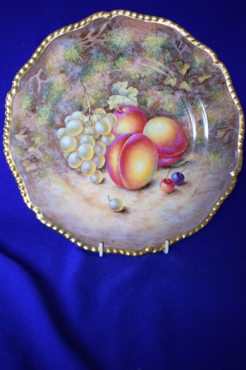 royal worcester painted fruit large size rope edge plate - CATEGORY: ANTIQUE PLATES - DATED 1960