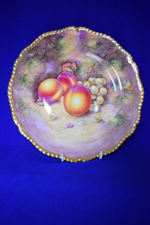 royal worcester painted fruit large size dinner plate rope edge - CATEGORY: ANTIQUE PLATES - DATED 1960