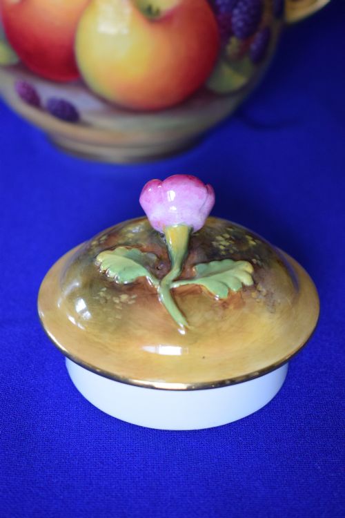 ROYAL WORCESTER PAINTED FRUIT TEAPOT CREAM JUG AND SUGAR BOWL - ADDITIONAL PHOTO 5