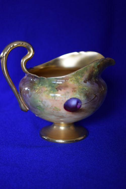 ROYAL WORCESTER PAINTED FRUIT TEAPOT CREAM JUG AND SUGAR BOWL - ADDITIONAL PHOTO 7