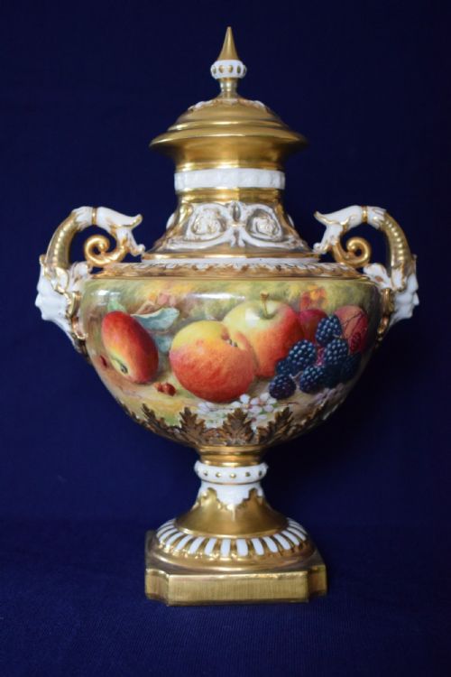 royal worcester painted fruit vase signed ricketts - CATEGORY: ANTIQUE VASES - DATED 1930