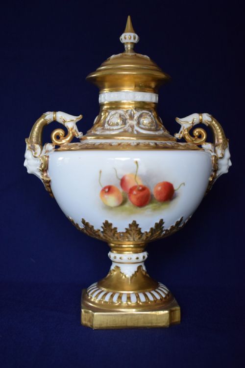 ROYAL WORCESTER PAINTED FRUIT VASE SIGNED RICKETTS - ADDITIONAL PHOTO 1