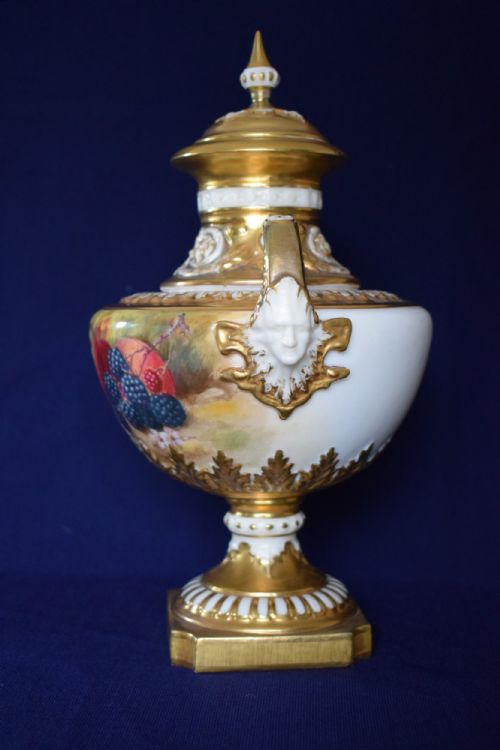ROYAL WORCESTER PAINTED FRUIT VASE SIGNED RICKETTS - ADDITIONAL PHOTO 2
