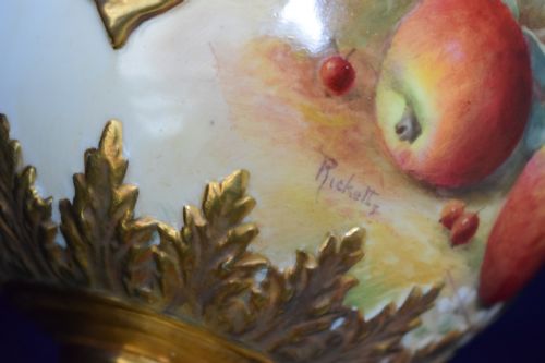 ROYAL WORCESTER PAINTED FRUIT VASE SIGNED RICKETTS - ADDITIONAL PHOTO 3